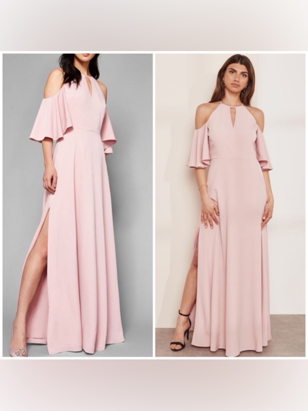 Ted Baker Dulciee Pink Cold Shoulder Maxi Dress size 1 us 4 s